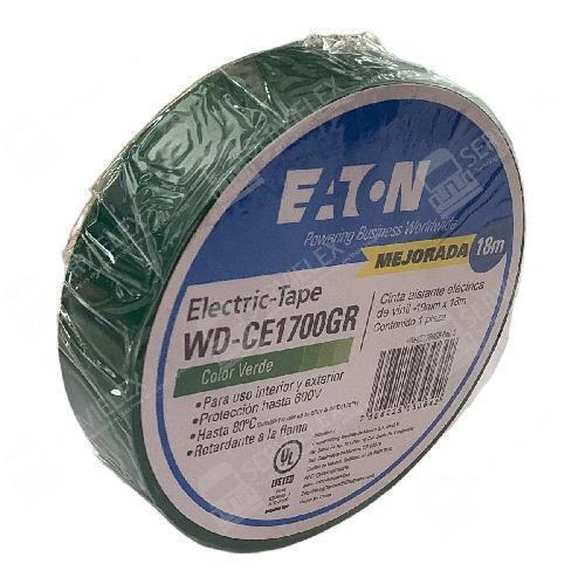 CINTA AISLANTE EATON DE COLOR VERDE 19MM X 18M