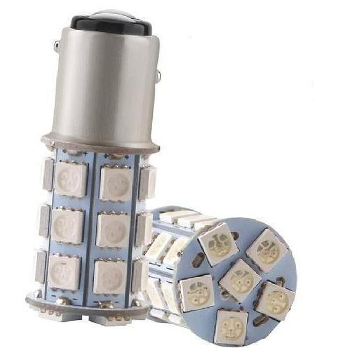 FOCO 12V 1157 2POLOS P/DISPAREJAS 27LED ESTROBO VERDE