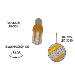 FOCO 12V/24V 1157 2POLOS P/DISPAREJAS SILICON 18LED FIJO AZUL