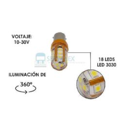 FOCO 12V/24V 1176 2POLOS P/PAREJAS SILICON 18LED FIJO BLANCO