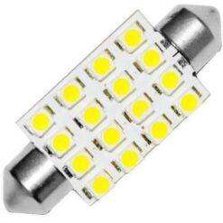 FOCO 12V T/FUSIBLE 42MM 16LED BLANCO