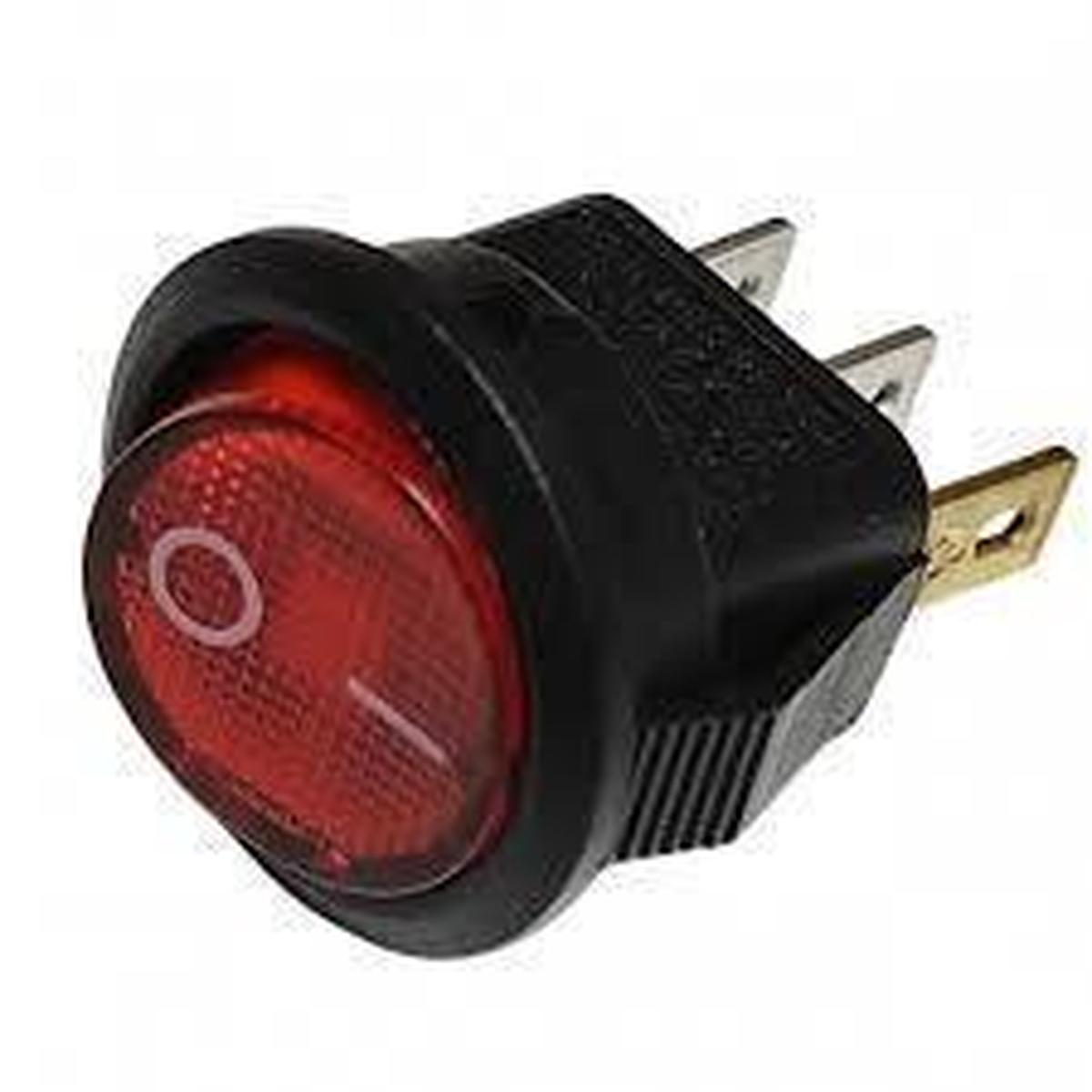 INTERRUPTOR MINI REDONDO 1PASO 3TERMINALES (C/PILOTO ROJO 12V)