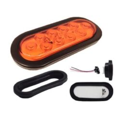 PLAFON 12V 6" OVALADO 10LED HULE C/CONECTOR AMBAR LOMBRA