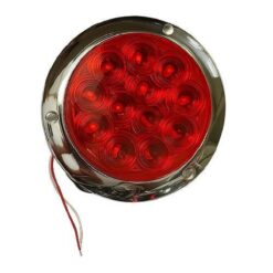 PLAFON 12V REDONDO 4" CROM 12LED ESTROBO ROJO