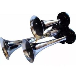 BOCINA CLAXON 12V CORNETA CROMADA TRIPLE C/AIRE