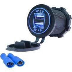 CARGADOR REDONDO 12V/24V (1 USB Y 1 TIPO "C") CON PILOTO