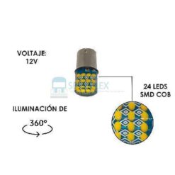 FOCO 12V 1156 1POLO P/PAREJAS SILICON 24LED ESTROBO AMB