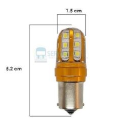 FOCO 12V/24V 1156Y 1POLO P/ESCUADRA SILICON 18LED ESTROBO BLANCO