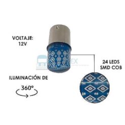 FOCO 12V 1156 1POLO P/PAREJAS SILICON 24LED FIJO AZUL