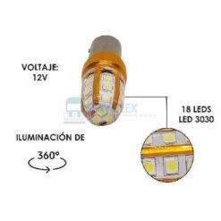 FOCO 12V/24V 1156Y 1POLO P/ESCUADRA SILICON 18LED FIJO BCO