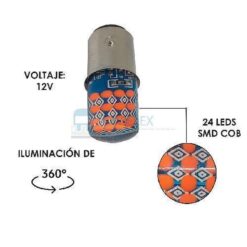 FOCO 12V 1157/1034 SILICON 24LED FIJO ROJO
