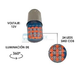 FOCO 12V 1176 2POLOS P/PAREJAS SILICON 24LED FIJO ROJO