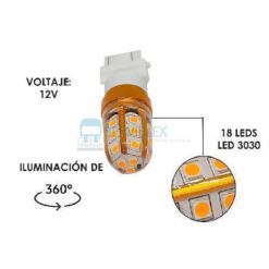 FOCO 12V 3157 SILICON 18LED FIJO AMB