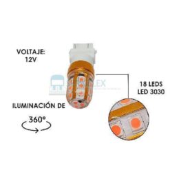 FOCO 12V 3157 SILICON 18LED FIJO ROJO