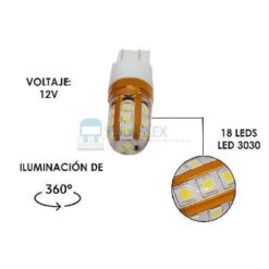 FOCO 12V 7443 SILICON 18LED FIJO BLANCO