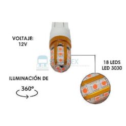 FOCO 12V 7443 SILICON 18LED FIJO ROJO