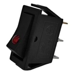 INTERRUPTOR MINI RECTANGULAR 1PASO 3TERMINALES C/PILOTO (12V) ROJO