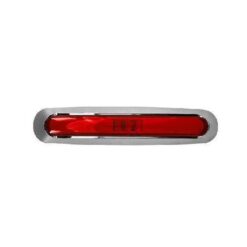 PLAFON 12V/24V LINEA 17CM ROJO GEL 3LED FIJO/ESTROBO BISEL CROMADO
