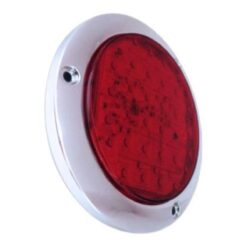 PLAFON 12V/24V REDONDO 4" CROM PLANO 30LED ESTROBO ROJO