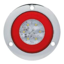 PLAFON 12V/24V REDONDO 4" CROMADO ARO ROJO CENTRO BLANCO REVERSA TROGRIM PL-343CR-MF-R