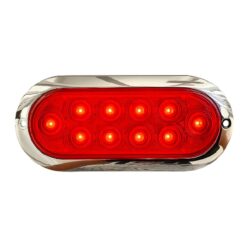 PLAFON 12V/24V OVAL CROM 10LED FIJO ROJO