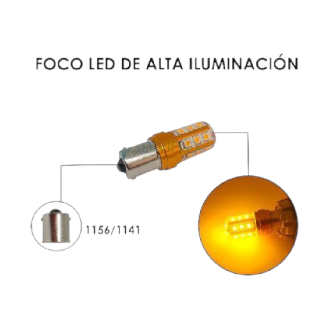 FOCO 12V 1156 1POLO P/PAREJAS SILICON 18LED FIJO AMB