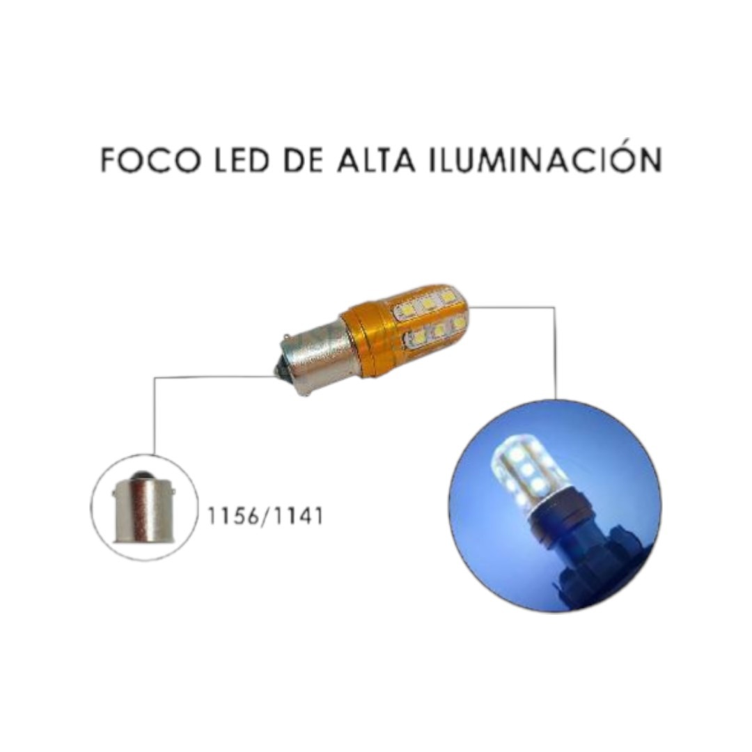 FOCO 12V 1156 1POLO P/PAREJAS SILICON 18LED FIJO BLANCO