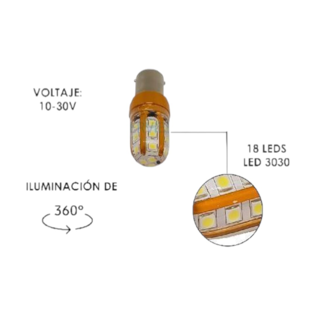 FOCO 12V 1156 1POLO P/PAREJAS SILICON 18LED FIJO BLANCO