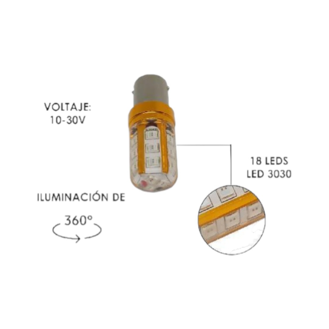 FOCO 12V 1156 1POLO P/PAREJAS SILICON 18LED FIJO AZUL