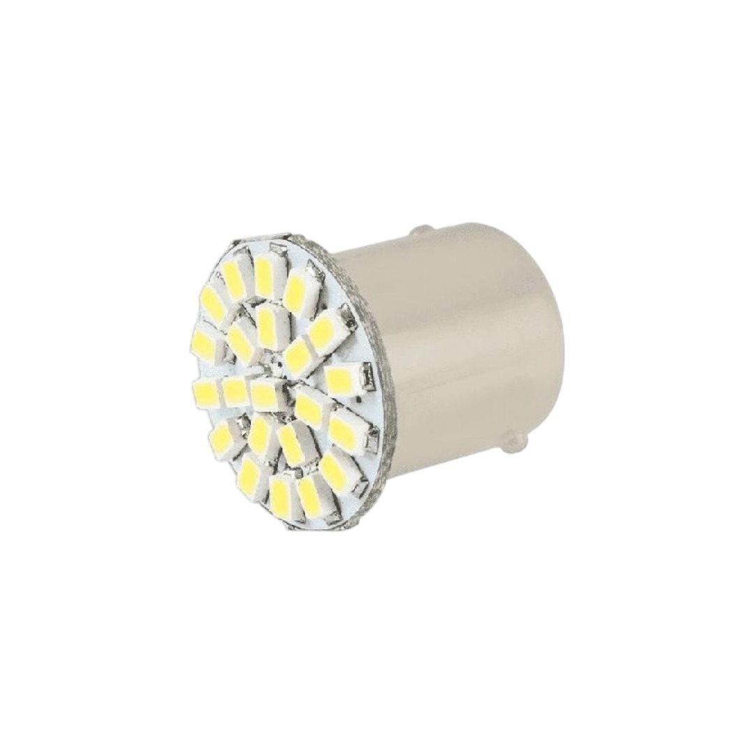 FOCO 12V 1156 1POLO P/PAREJAS PLANO 22LED FIJO BLANCO