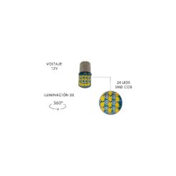 FOCO 12V 1156 1POLO P/PAREJAS SILICON 24LED FIJO AMB