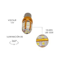 FOCO 12V 1156Y 1POLO P/ESCUADRA SILICON 18LED FIJO BCO