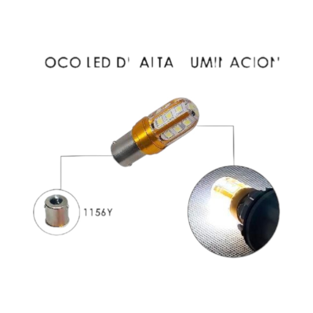 FOCO 12V 1156Y 1POLO P/ESCUADRA SILICON 18LED FIJO BCO