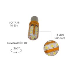 FOCO 12V 1157 2POLOS P/DISPAREJAS SILICON 18LED FIJO BCO