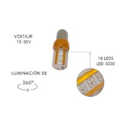 FOCO 12V 1157 2POLOS P/DISPAREJAS SILICON 18LED FIJO AZUL
