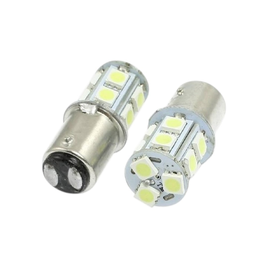 FOCO 12V 1157 2POLOS P/DISPAREJAS 13LED FIJO BLANCO