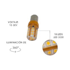 FOCO 12V 1176 2POLOS P/PAREJAS SILICON 18LED FIJO AMB