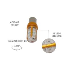 FOCO 12V 1176 2POLOS P/PAREJAS SILICON 18LED FIJO ROJO
