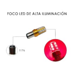 FOCO 12V 1176 2POLOS P/PAREJAS SILICON 18LED FIJO ROJO