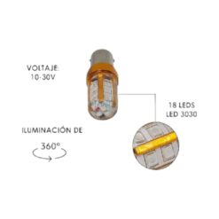 FOCO 12V 1176 2POLOS P/PAREJAS SILICON 18LED FIJO AZUL