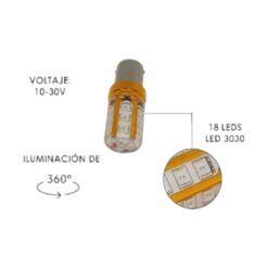 FOCO 12V 1157 2POLOS P/DISPAREJAS SILICON 18LED FIJO AMB