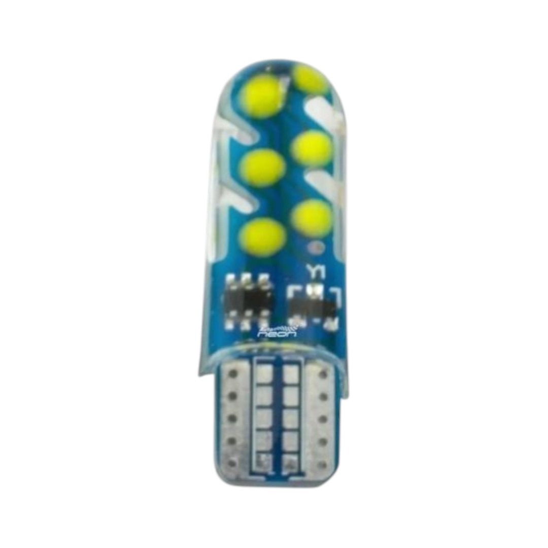 FOCO 12V T10 SILICON BOLITAS 12LED 1PASO ESTROBO BLANCO