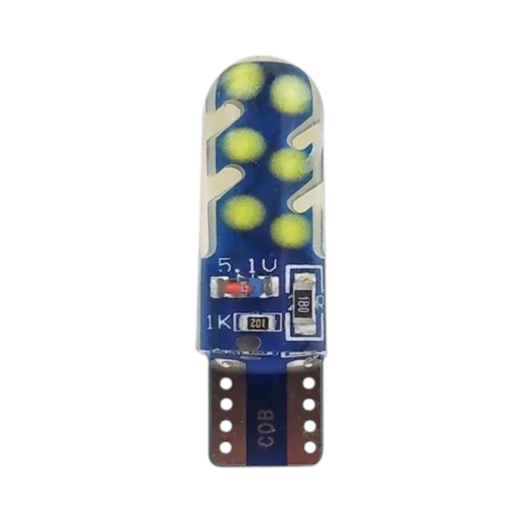 FOCO 12V T10 SILICON BOLITAS 12LED 1PASO ESTROBO VERDE