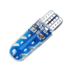 FOCO 12V T10 SILICON BOLITAS 12LED 1PASO ESTROBO AZUL