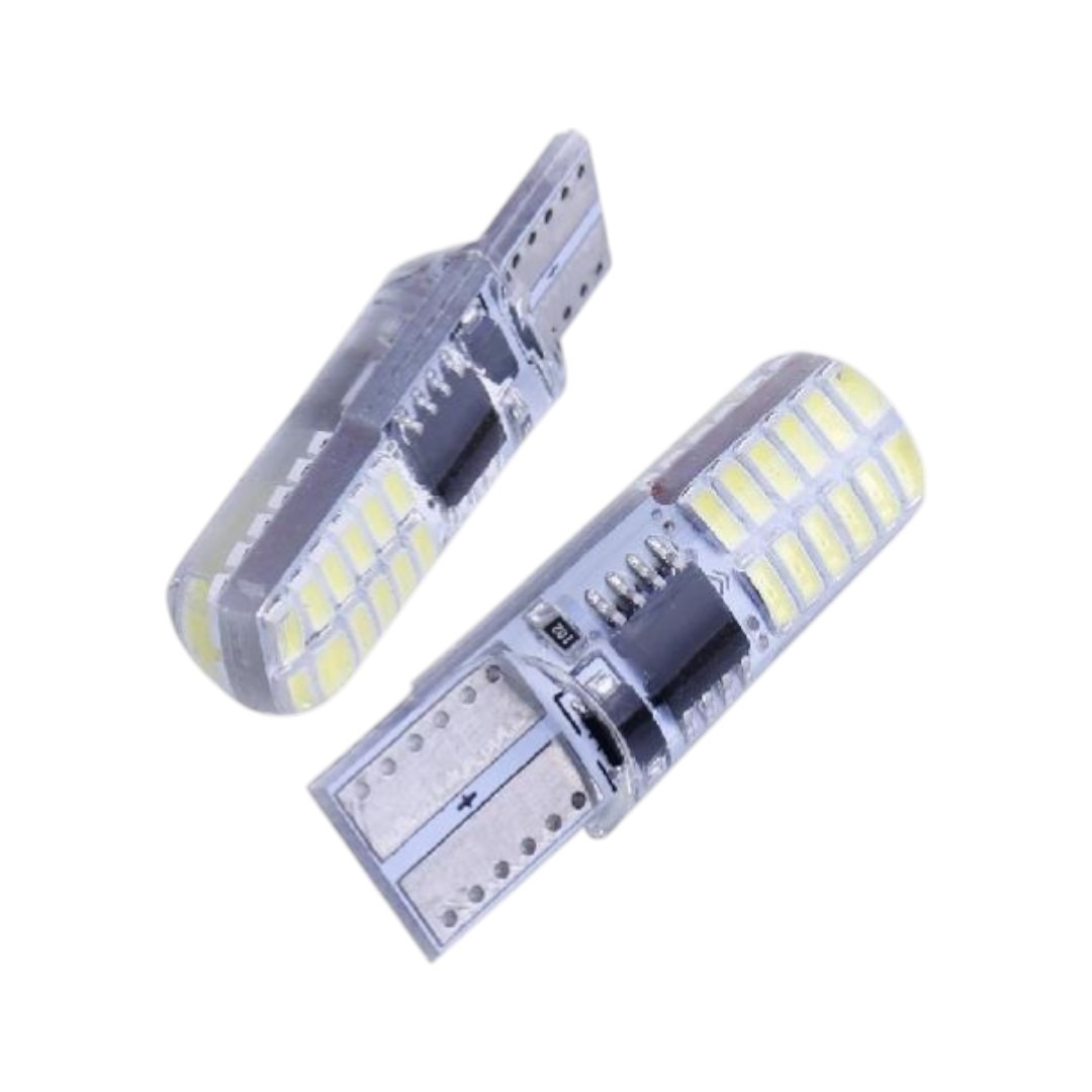 FOCO 12V T10 SILICON 24LED 2PASOS FIJO/ESTROBO BLANCO
